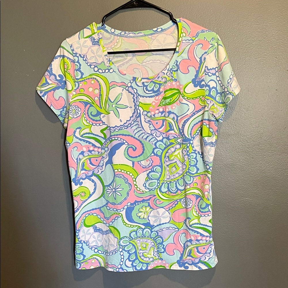 Lilly Pulitzer Pastel Paisley Short Sleeve Top